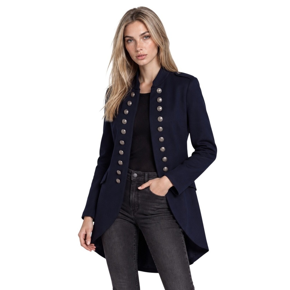 The Porter Collective Military Jacket Women's Size Small Navy Blue Tailcoat